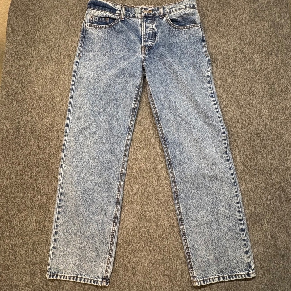 Revice Los Angeles‎ Acid Wash Straight Leg Jeans Blue High Waist Size 28